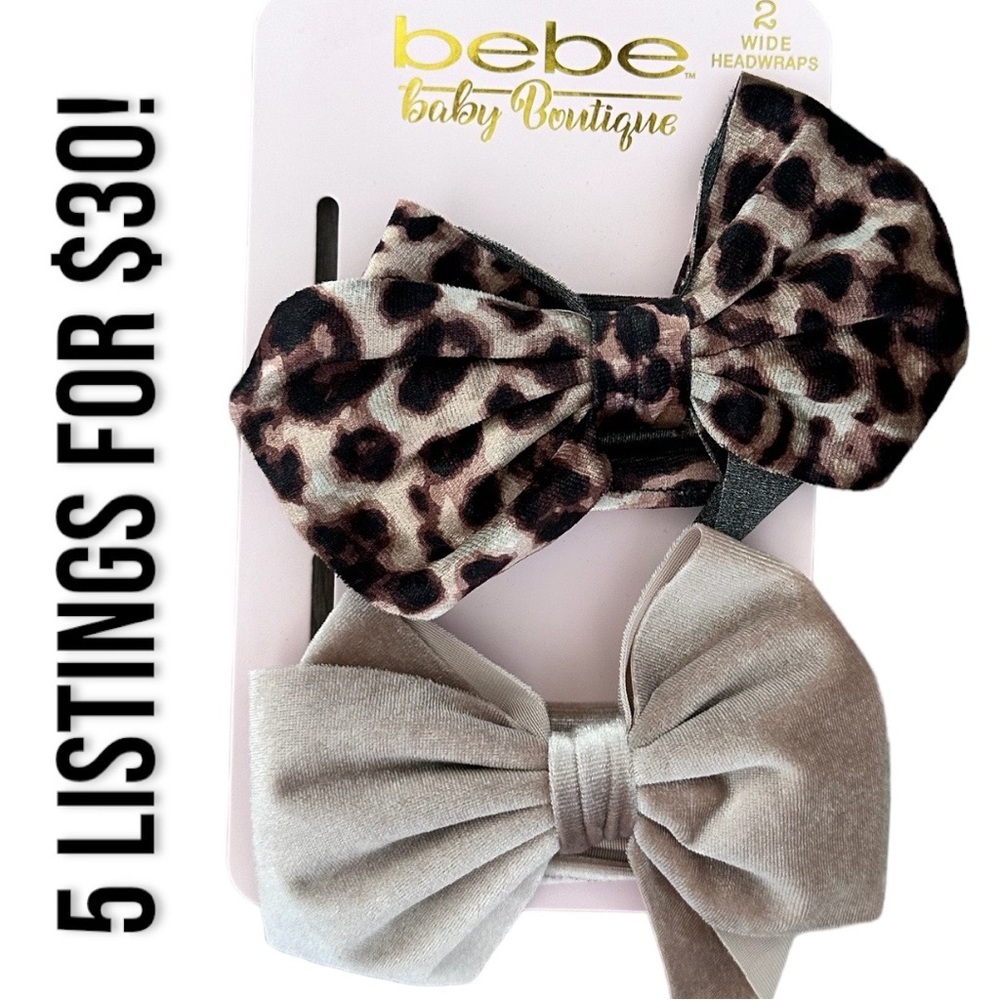 New Bebe baby girl large bow head wraps set